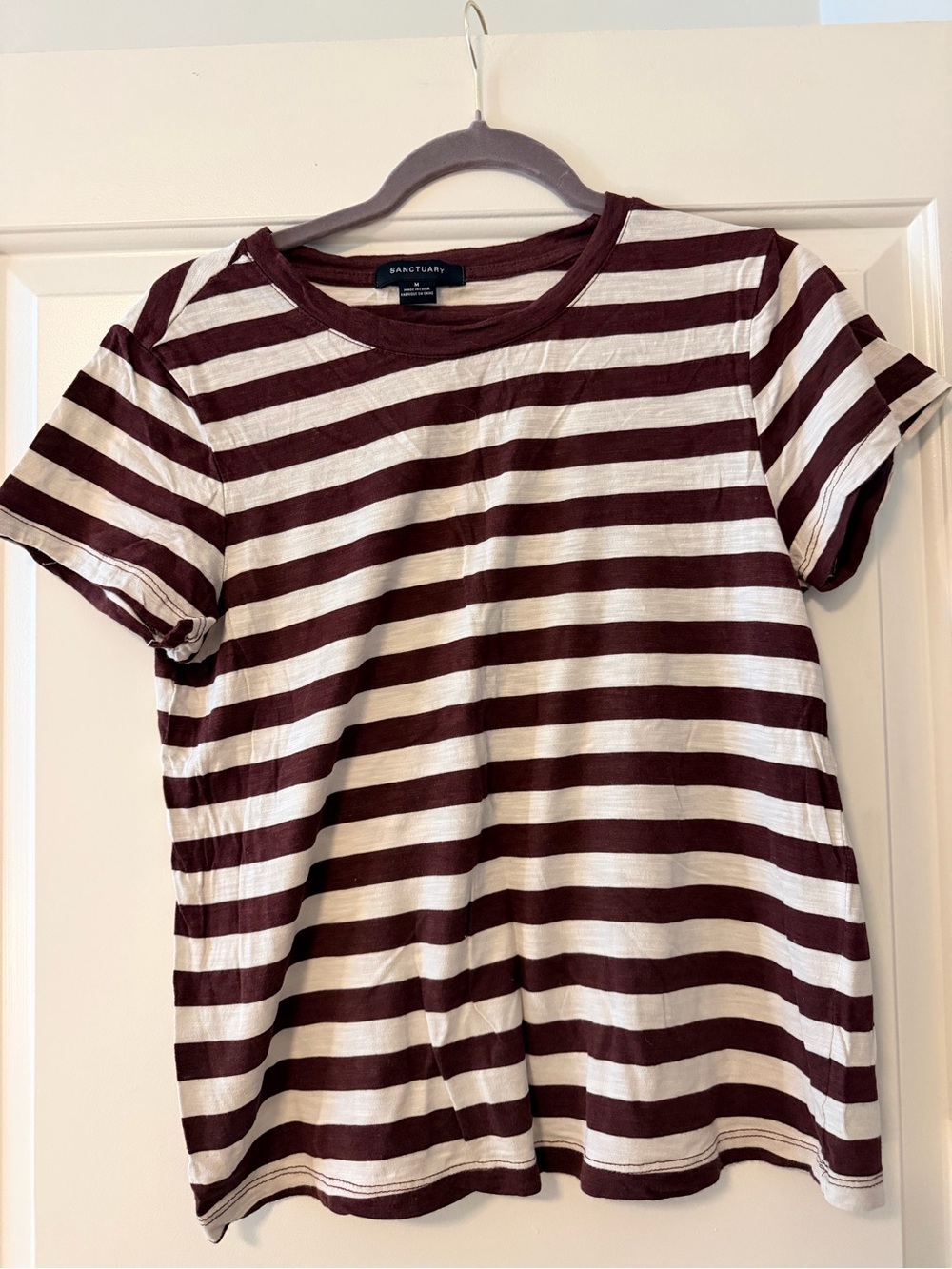 Sanctuary Women's Striped Short Sleeve Tee in Brown and Cream